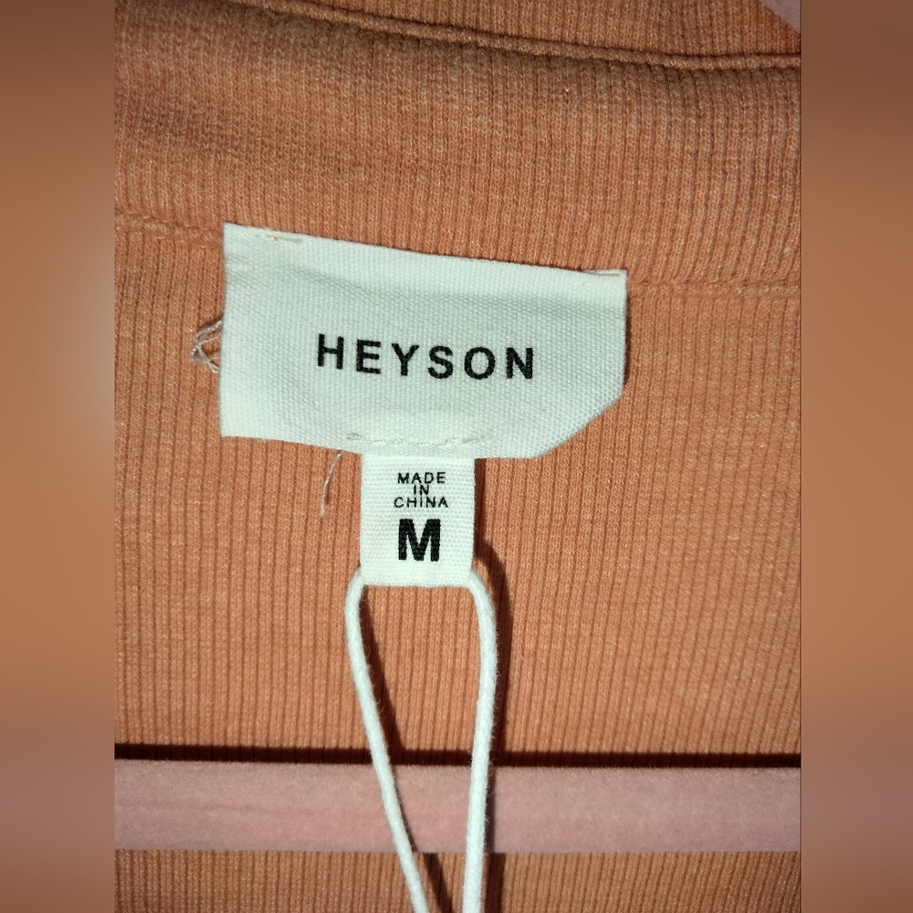 Heyson (Size M) Orange Stretch Ribbed SS Button Down Front Romper (NEW-NWT) - Picture 2 of 14